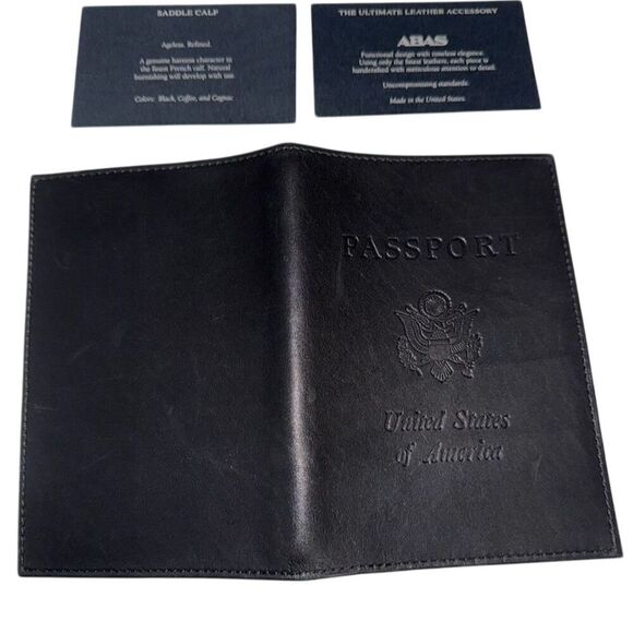 ABAS Black Leather Passport Holder Wallet - Picture 3 of 3
